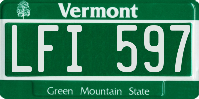 VT license plate LFI597