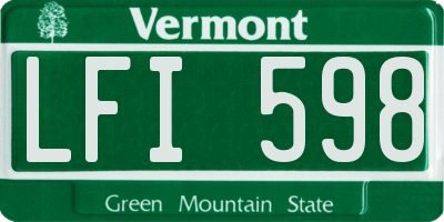 VT license plate LFI598