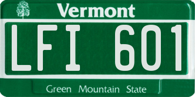VT license plate LFI601