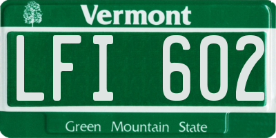VT license plate LFI602
