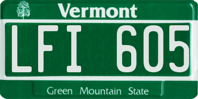 VT license plate LFI605