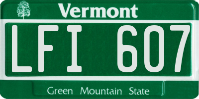 VT license plate LFI607