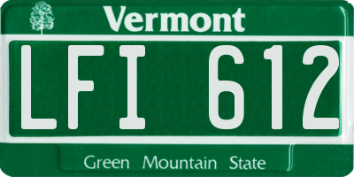 VT license plate LFI612