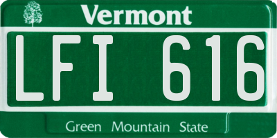 VT license plate LFI616
