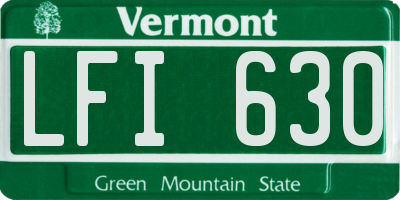 VT license plate LFI630