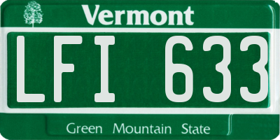 VT license plate LFI633