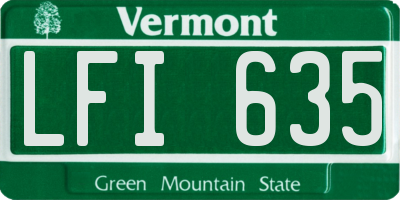 VT license plate LFI635