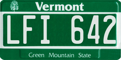 VT license plate LFI642