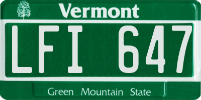 VT license plate LFI647
