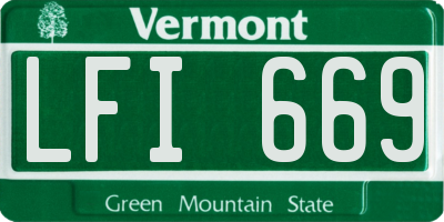 VT license plate LFI669