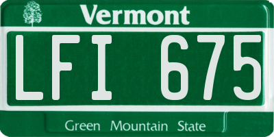 VT license plate LFI675
