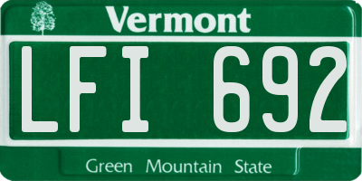 VT license plate LFI692