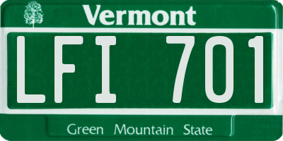 VT license plate LFI701
