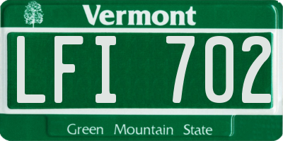 VT license plate LFI702