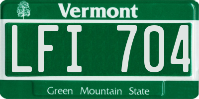 VT license plate LFI704