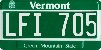 VT license plate LFI705