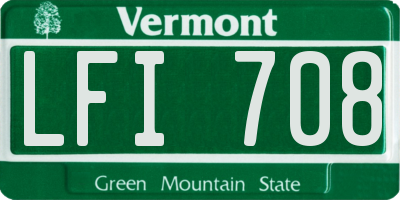 VT license plate LFI708