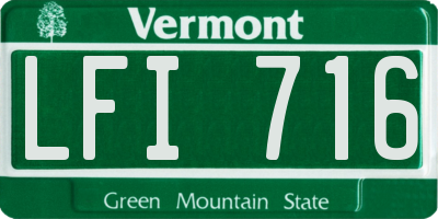 VT license plate LFI716