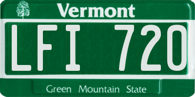 VT license plate LFI720