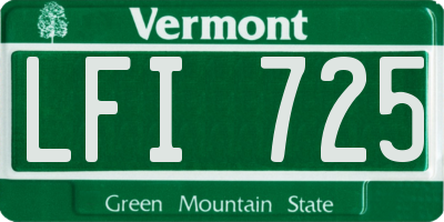 VT license plate LFI725