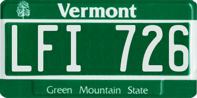 VT license plate LFI726