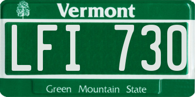 VT license plate LFI730
