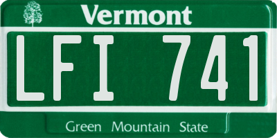 VT license plate LFI741