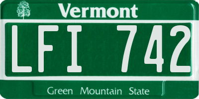 VT license plate LFI742
