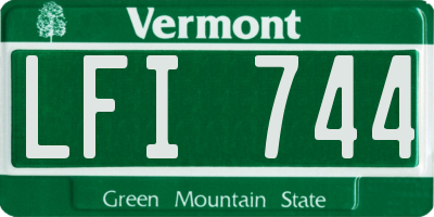 VT license plate LFI744