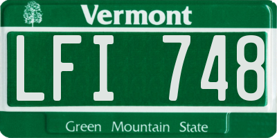 VT license plate LFI748