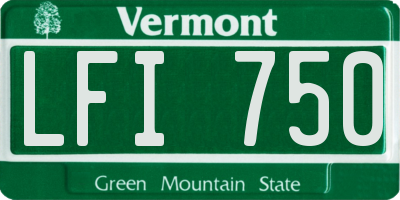 VT license plate LFI750