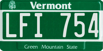 VT license plate LFI754