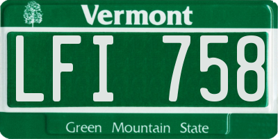 VT license plate LFI758