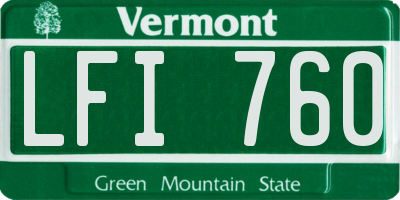 VT license plate LFI760