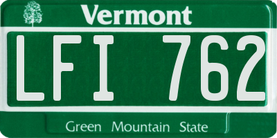 VT license plate LFI762