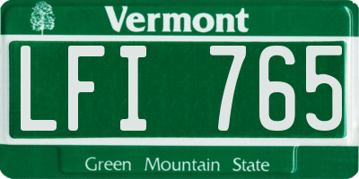 VT license plate LFI765