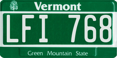 VT license plate LFI768