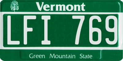 VT license plate LFI769