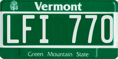 VT license plate LFI770