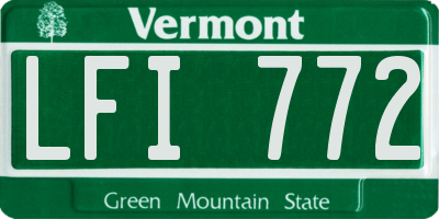 VT license plate LFI772