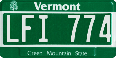 VT license plate LFI774