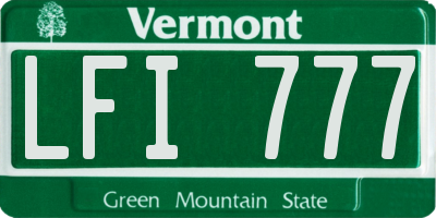 VT license plate LFI777
