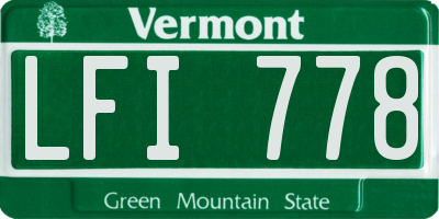 VT license plate LFI778