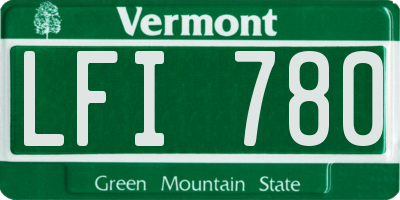 VT license plate LFI780