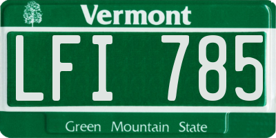 VT license plate LFI785