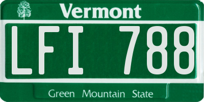 VT license plate LFI788