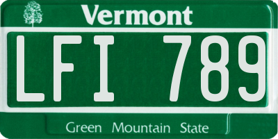 VT license plate LFI789