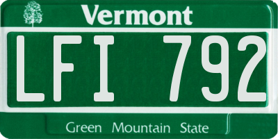 VT license plate LFI792