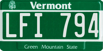 VT license plate LFI794