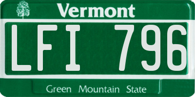 VT license plate LFI796